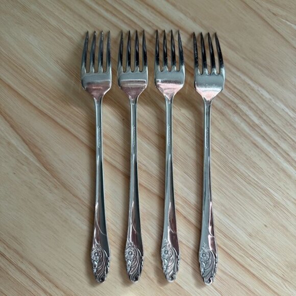 Vtg Oneida Evening Star Grille Forks Vinade Set Of 4 1950 Community Silverplated - Picture 6 of 9